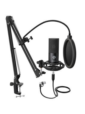 Condenser USB Microphone Computer PC Mic Kit with Adjustable Boom Arm Stand
